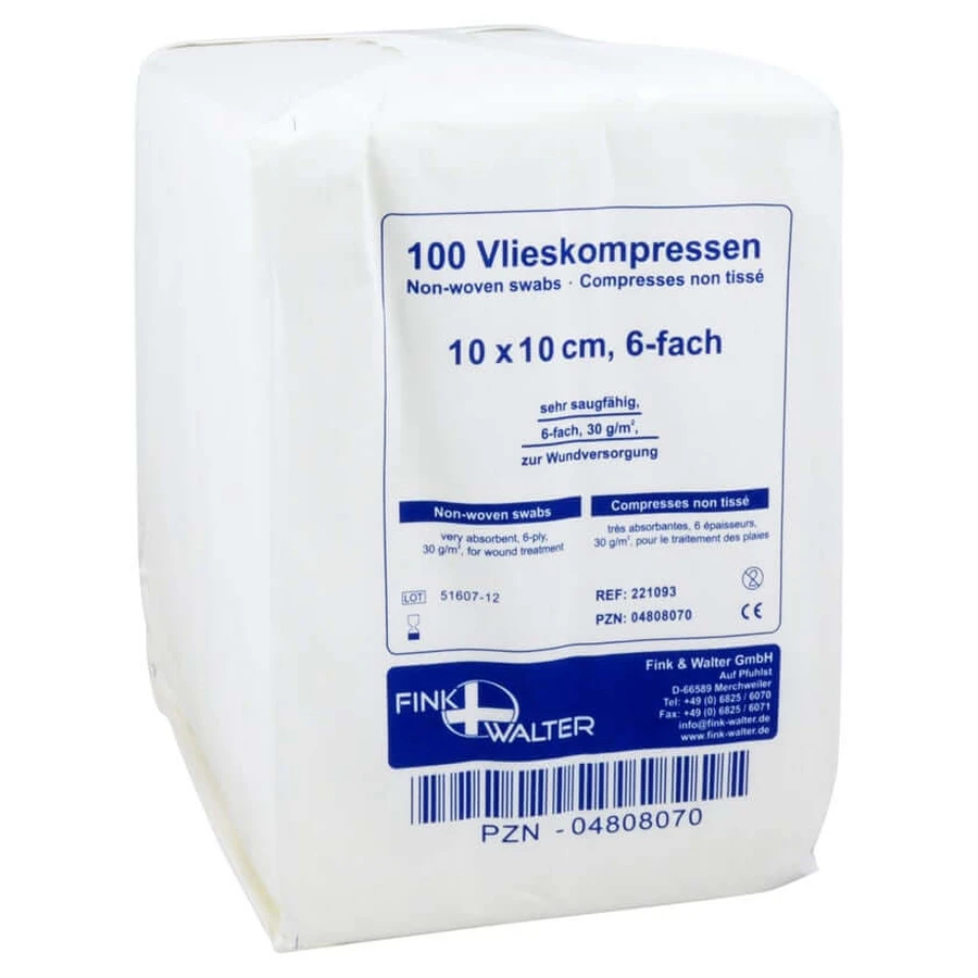 Vlieskompressen Unsteril 10x10 cm 6fach 100 St