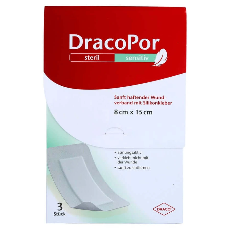 Dracopor Sensitive 8x15 cm sterile con silicone 3 pz.