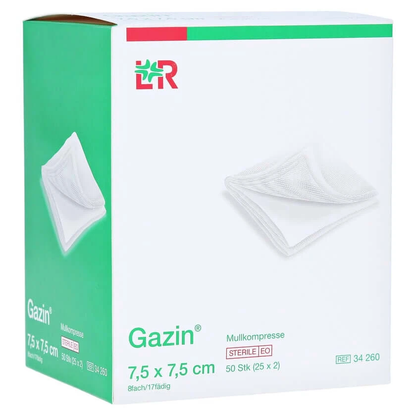 Gazin Mullkompressen 7,5x7,5 cm steril 8fach 25X2 St