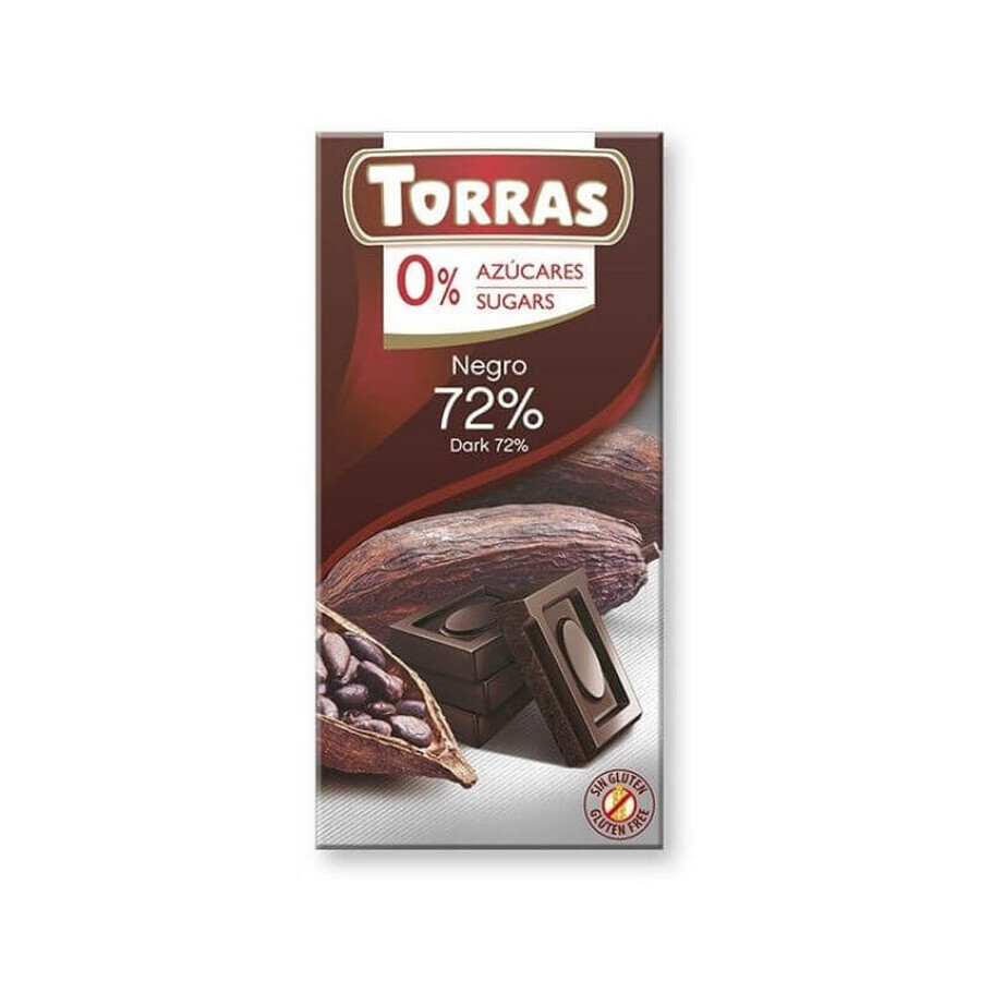 Schokolade mit 72% Zucker und glutenfreiem Kakao 75g TORRAS