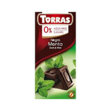 Zucker- und glutenfreie dunkle Schokolade mit Minze 75g TORRAS