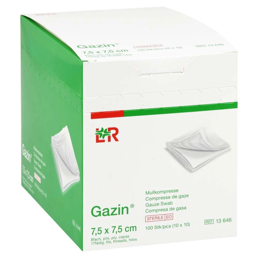 Gazin Mullkomp.7,5x7,5 cm steril 8fach 10X10 St