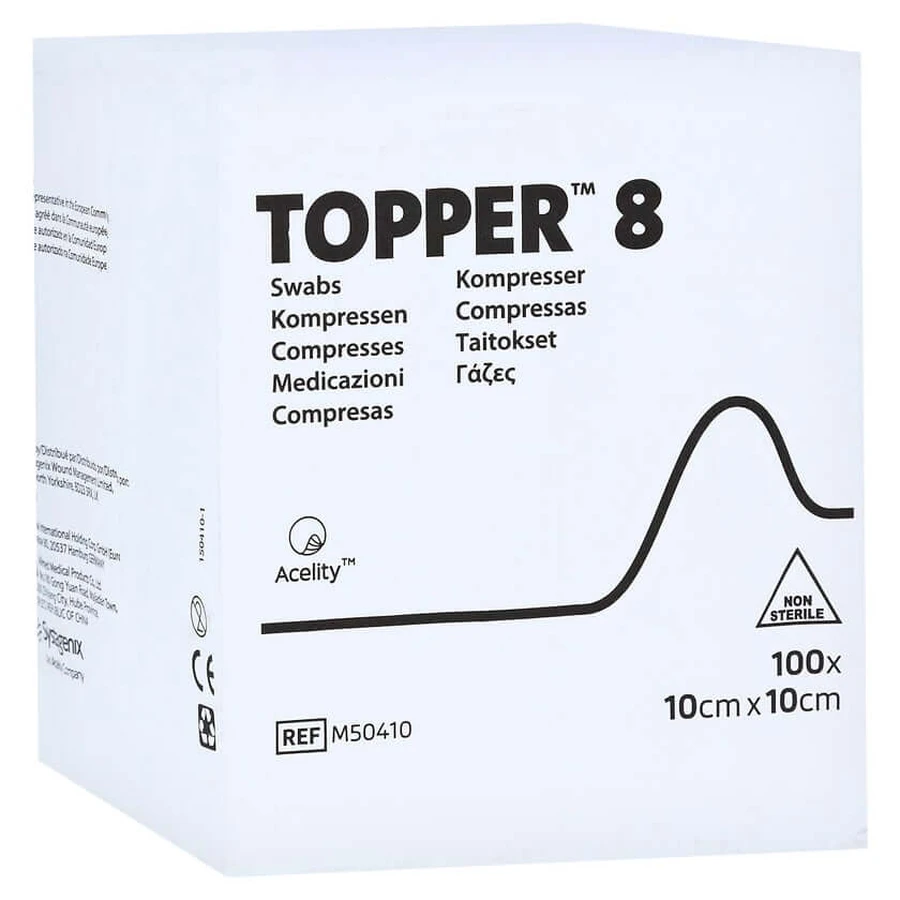 Topper 8 comprese 10x10 cm nesterile 100 buc.