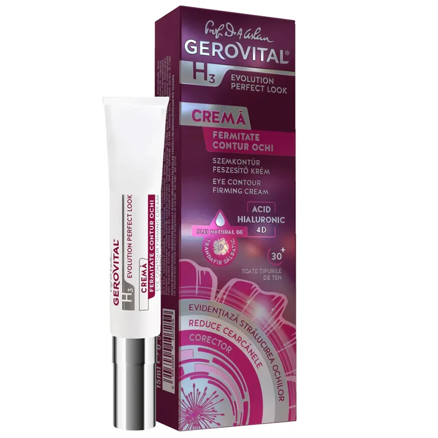 Crema fermitate contur ochi Gerovital H3 Evolution Perfect Look, 15 ml, Farmec