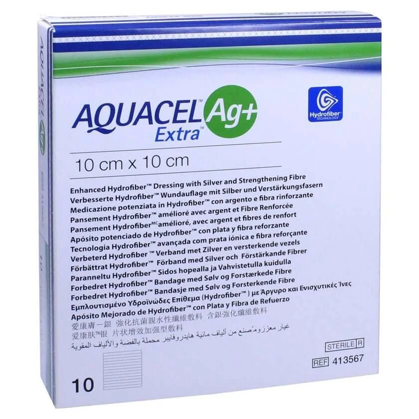 Aquacel Ag+ Extra 10x10 cm Kompressen 10 St