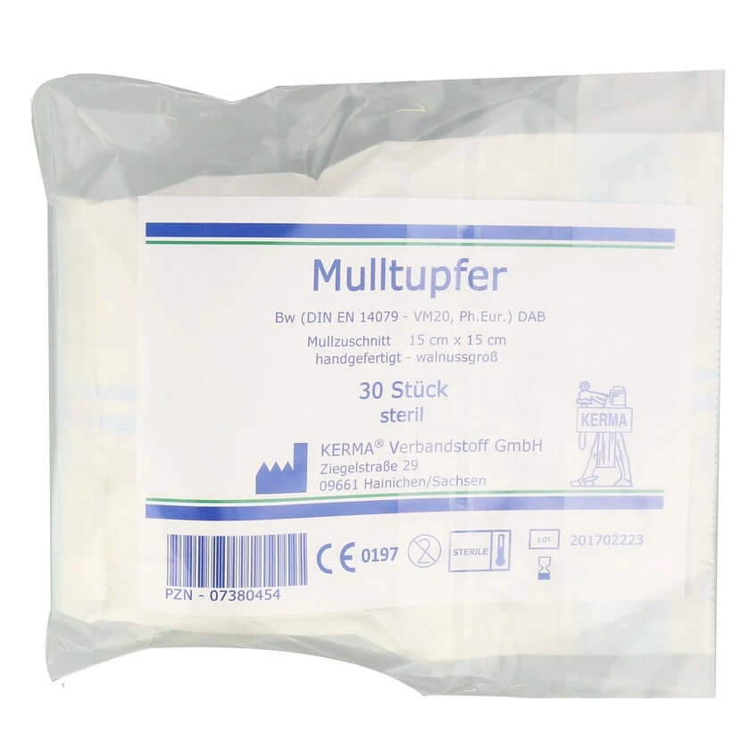 Mulltupfer 15x15 cm walnussgroß steril 30 St