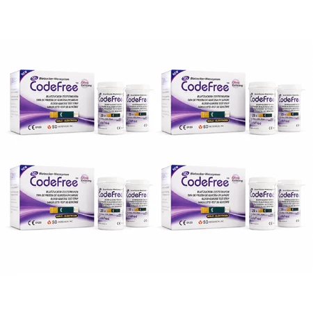 Strisce reattive per la misurazione della glicemia CodeFree, 4 confezioni da 50 strisce, D&G Group