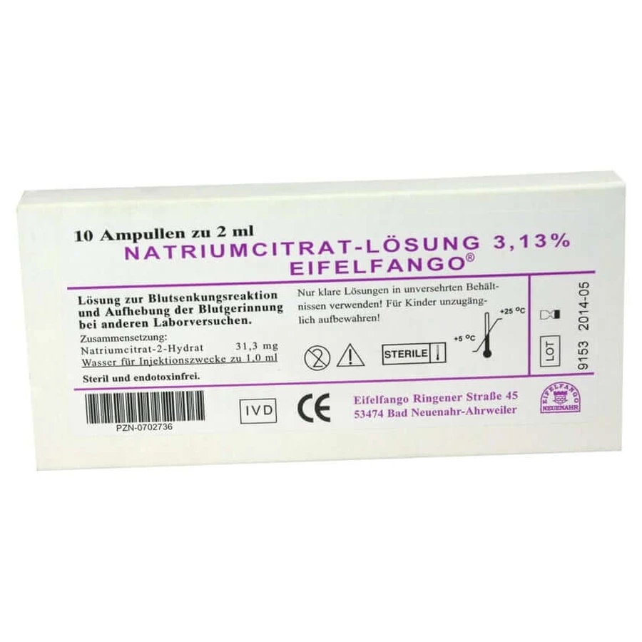 Sodium citricum 3,13% ampułki 10X2 ml: ceny i cechy