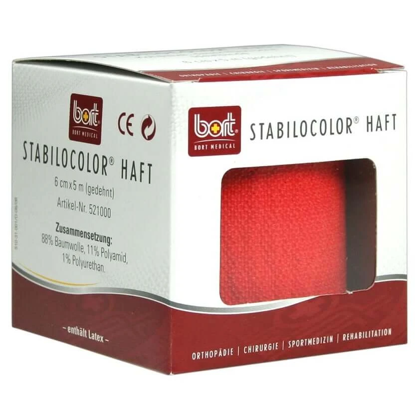 BORT Stabilocolor haft Binde 6 cm rot 1 St