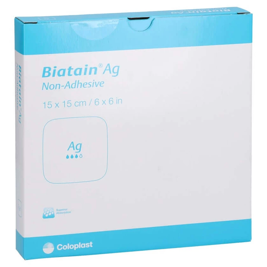 Pansement mousse Biatain Ag 15x15 cm pas 5 pcs