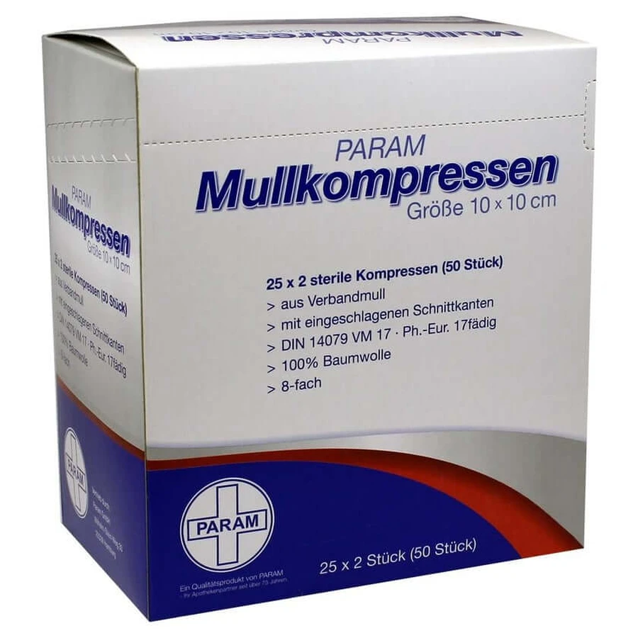 Gaaskompressen 10x10 cm steriel 8-voudig 25X2 st.