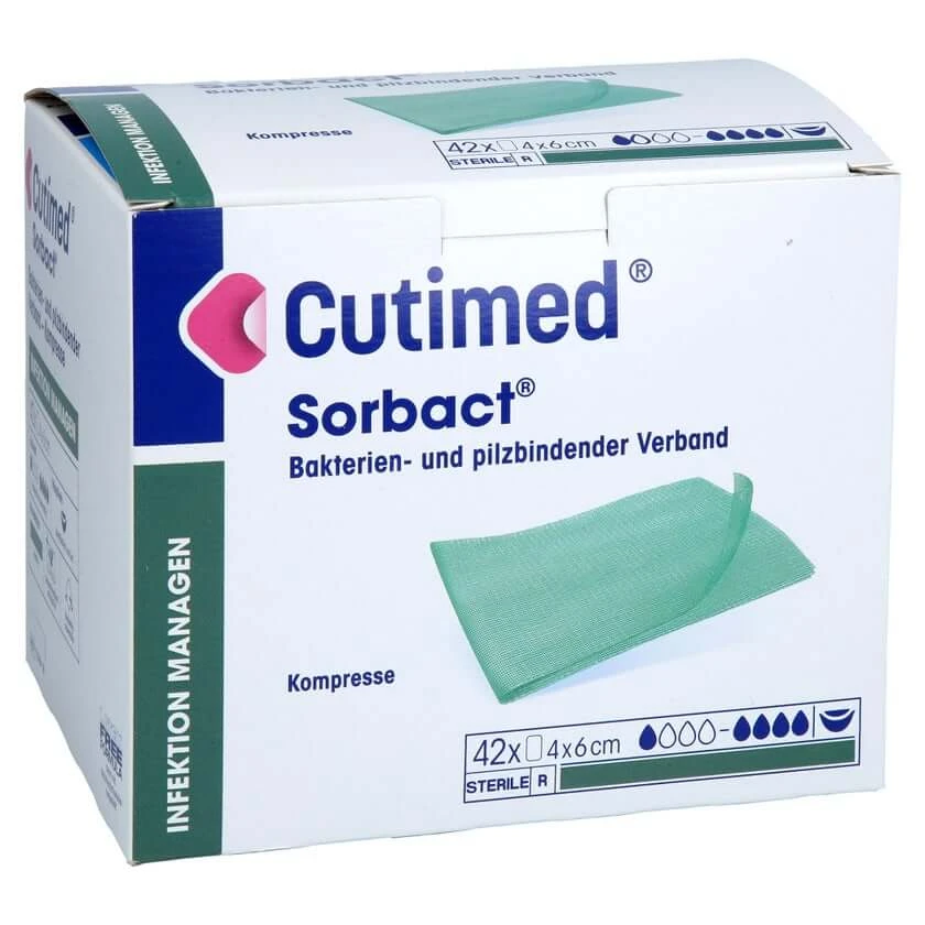 Cutimed Sorbact Kompressen 4x6 Cm 42 St