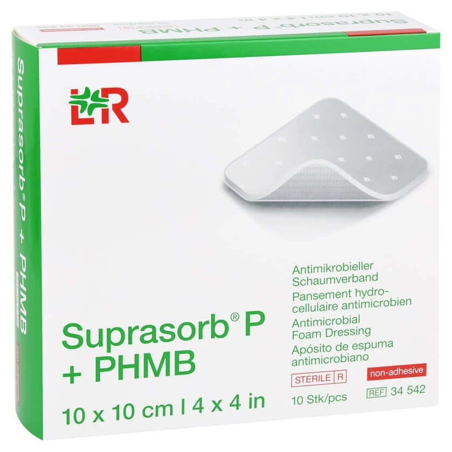 Pansement en mousse Suprasorb P+phmb 10x10 cm 10 pcs.
