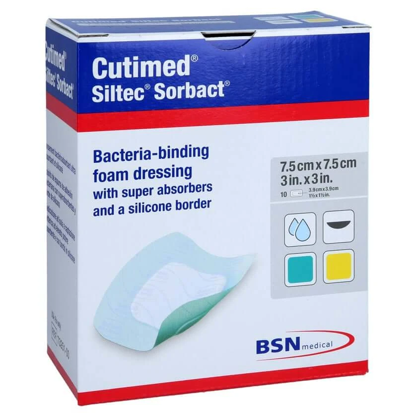 Cutimed Siltec Sorbact PU-Verb.7,5x7,5 c 10 St