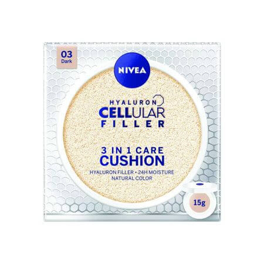 Feuchtigkeitsspendende, getönte Creme mit SPF 15 Cushion 3 in1 Dark, 15 ml, Nivea