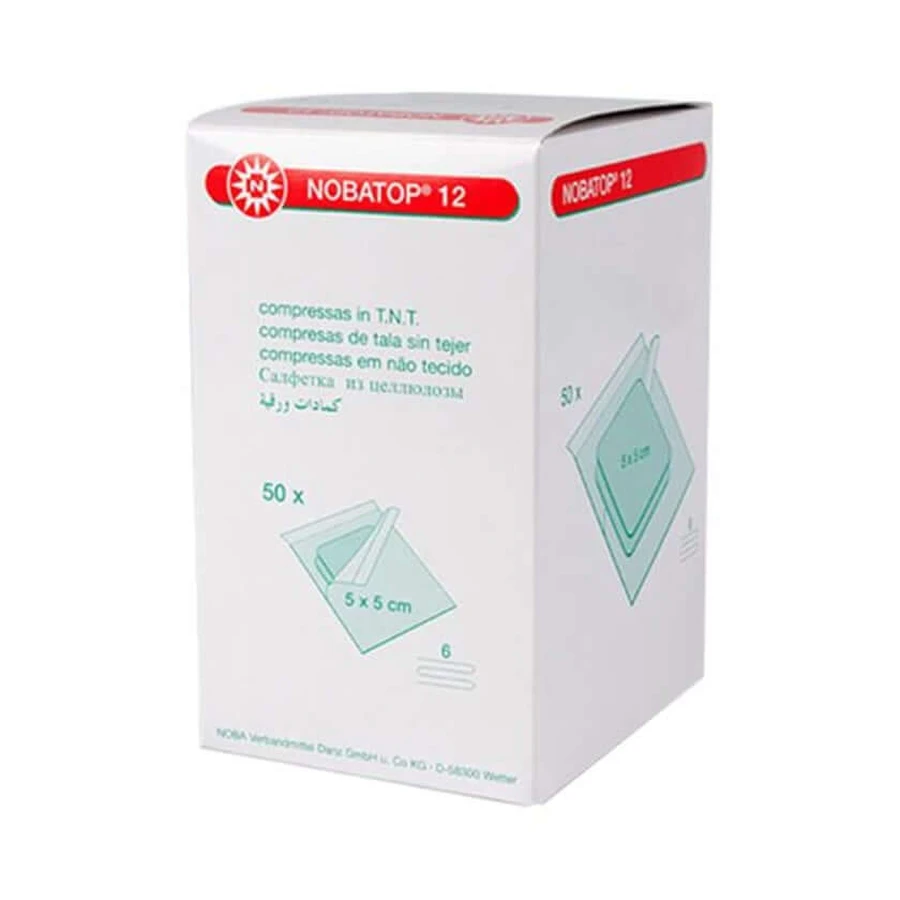 Nobatop 12 kompresy 5x5 cm sterylne 50X2 szt.: ceny i cechy