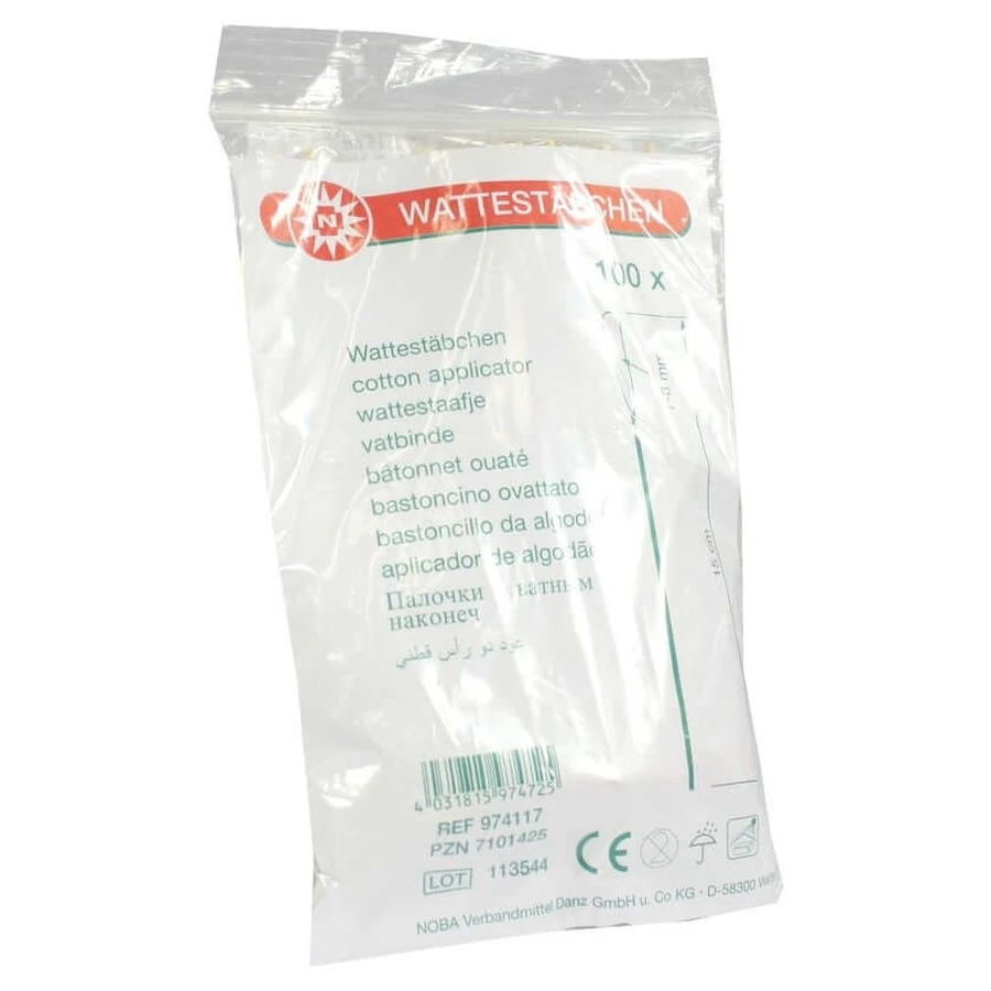 Muguri de bumbac lemn 15 cm cap mediu 100 buc