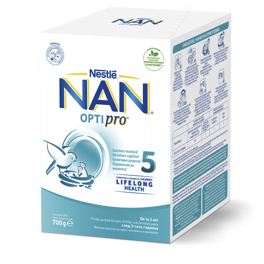 Nan 5 Optipro Powdered Milk Formula, +3 years, 700 gr, Nestlé