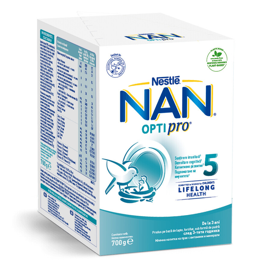 Nan 5 Optipro Powdered Milk Formula, +3 years, 700 gr, Nestlé