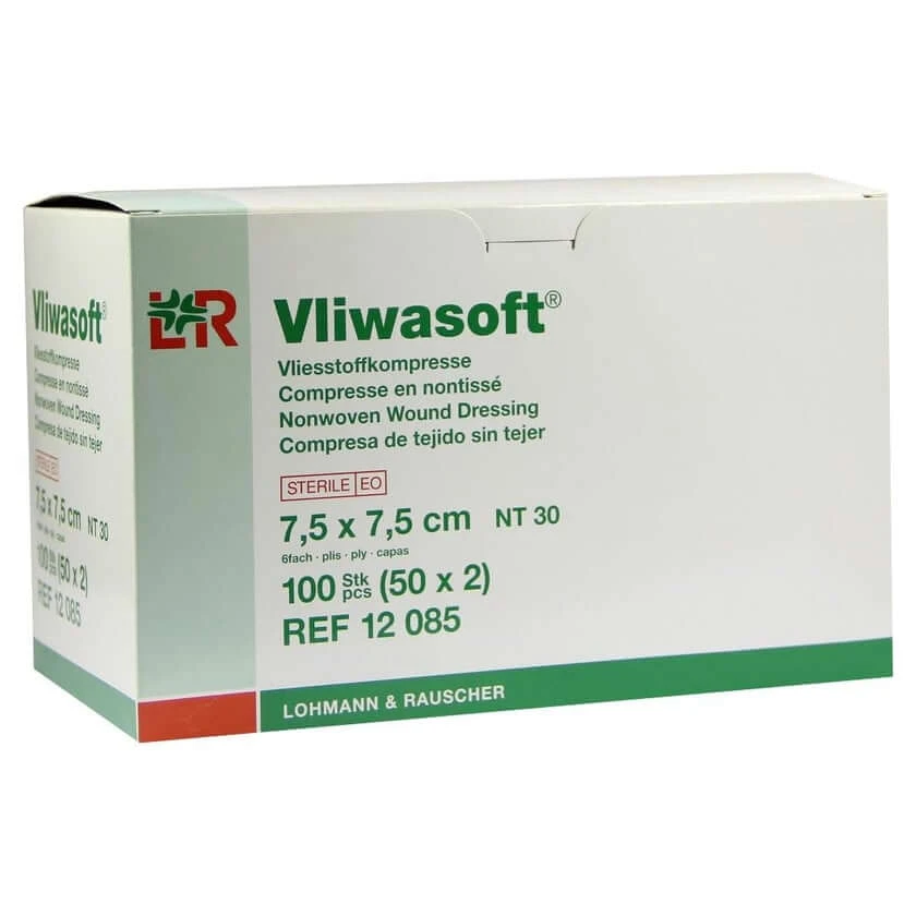 Vliwasoft Vlieskompressen 7,5 x 7,5 cm 6-lagig Steril 50X2 St