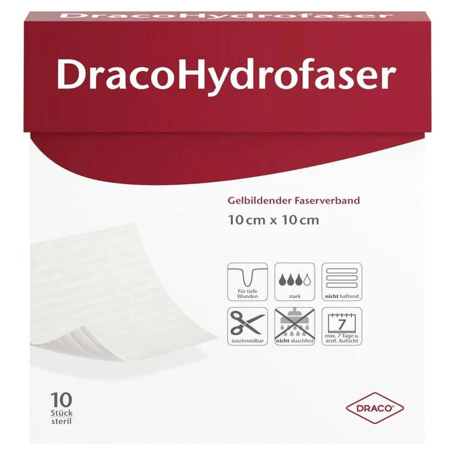 Dracohydrofiber 10x10 cm żelotwórczy Fa 10 szt.: ceny i cechy