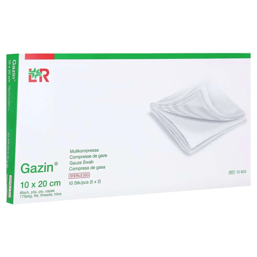 Gazin gauze compresses 10x20 cm sterile 8 fold 5X2 pcs.