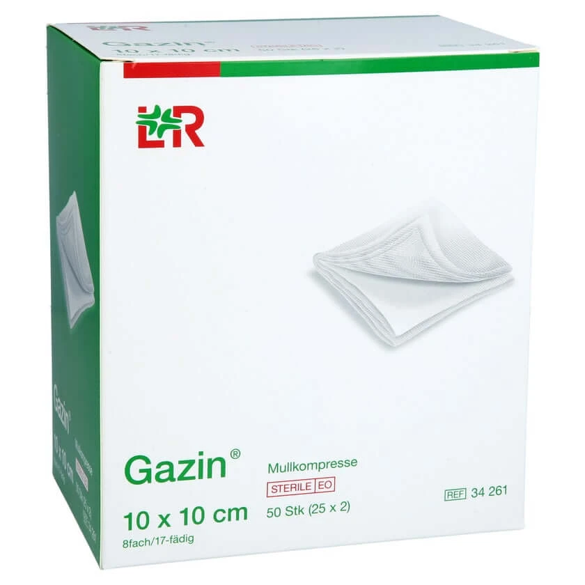 Gazin Mullkomp.10x10 Cm Steril 8fach 25X2 St