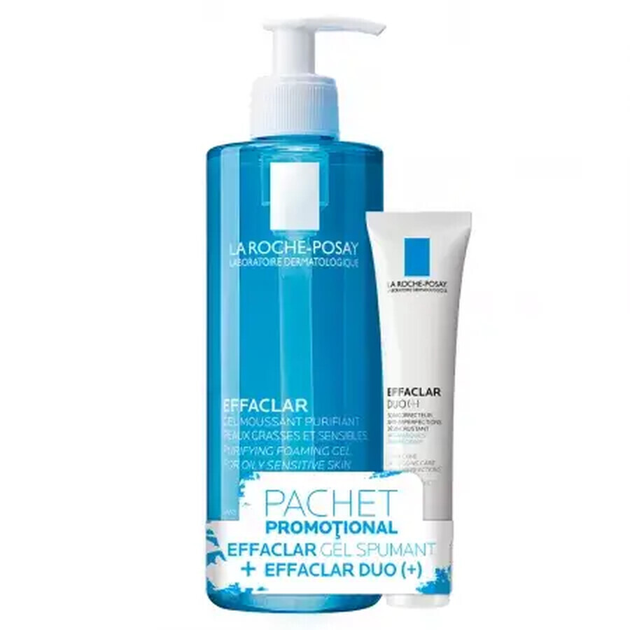 Pachet Gel spumant Efaclar 400 ml si Crema de fata Anti-imperfectiuni Efaclar Duo+, 40 ml, La roche Posay