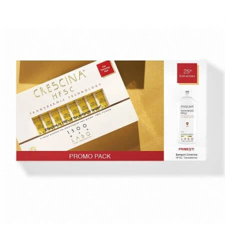 Behandlungspaket Crescina Transdermic Re-Growth HFSC 1300 Man + Crescina Transdermic Shampoo HFSC Man, 20 Fläschchen/200 ml, Labo