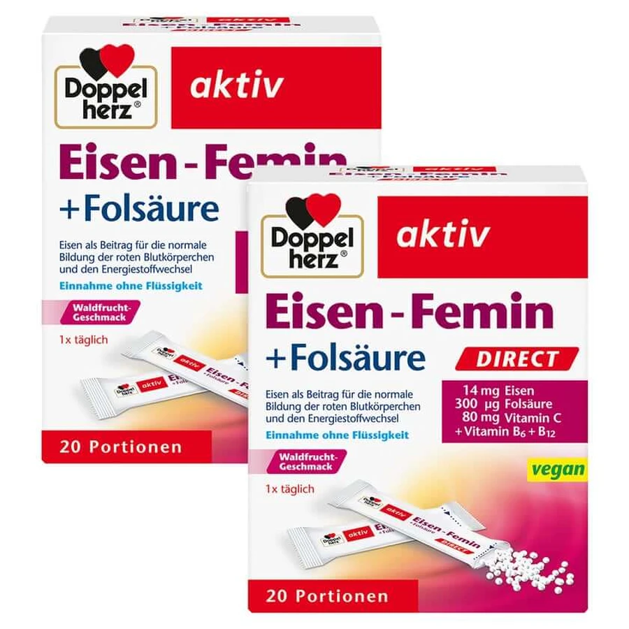 DH Aktiv Iron-Femin Direct, 2 boîtes de 20 comprimés