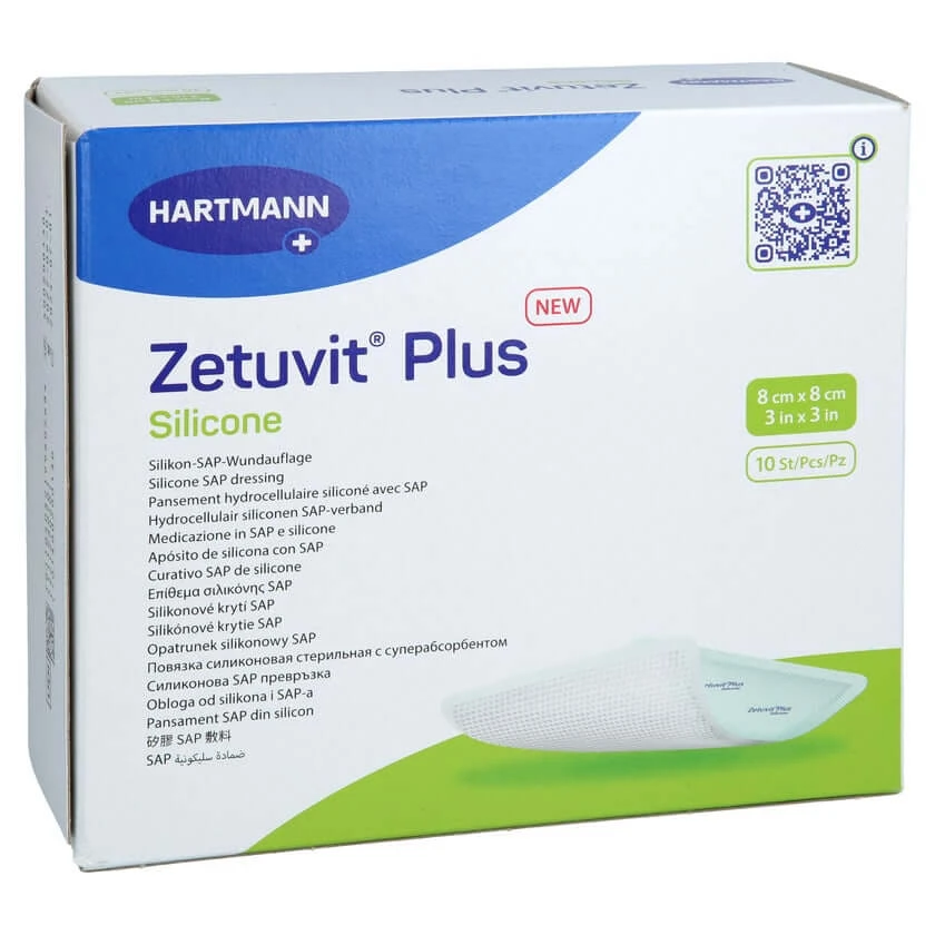 Zetuvit Plus Silicone Steril 8x8 Cm 10 St