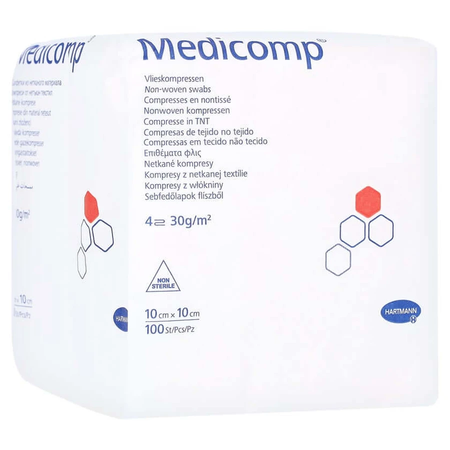 Medicomp, niesterylne, 10 x 10 cm, 100 sztuk: ceny i cechy