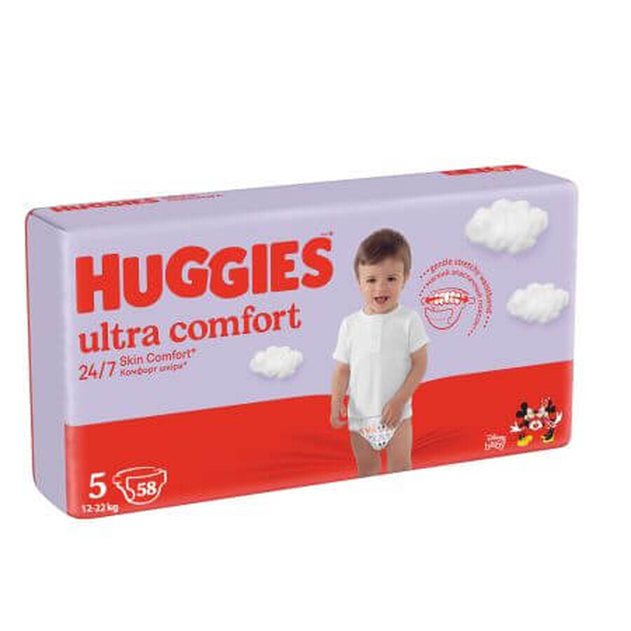 Couche Ultra Comfort, No.5, 12-22 kg, 58 pcs, Huggies