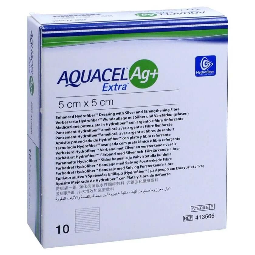 Aquacel Ag+ Extra 5x5 cm Kompressen 10 St