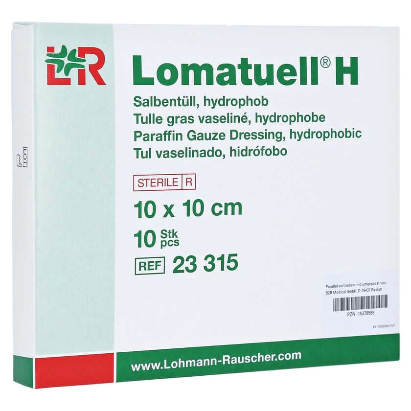 Lomatuell H Salbentüll 10 x 10 cm Steril 10 St