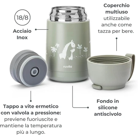 Nuvita Thermos – recipient termic pentru alimente din oțel, 620 ml – verde