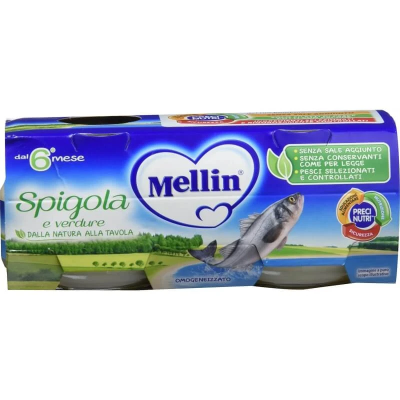 Mellin Babynahrung: Wolfsbarsch und Gemüse, 160 g