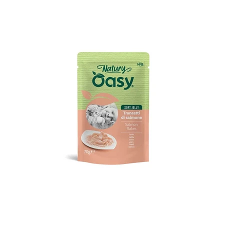 Oasy Wet cat natury soft jelly felii de somon – hrană complementară pentru pisici adulte, 70 g