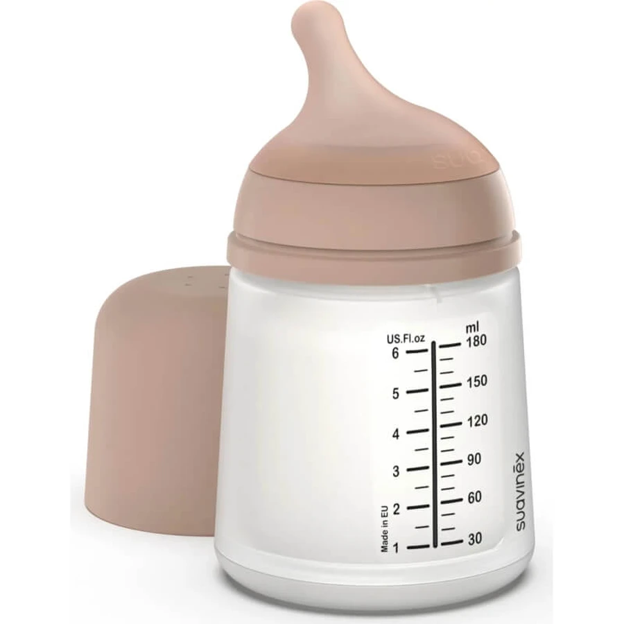 Suavinex Zero zero – biberon anticolic cu debit lent, fără imprimeu, 180 ml