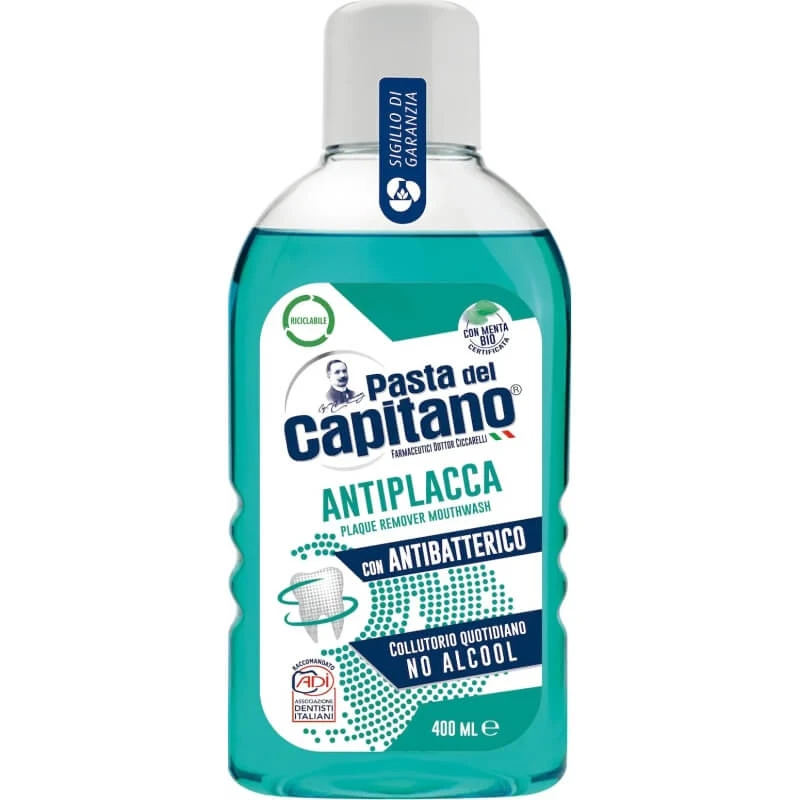 Pasta del Capitano Alkoholfreies grünes Mundwasser gegen Zahnbelag 400 ml