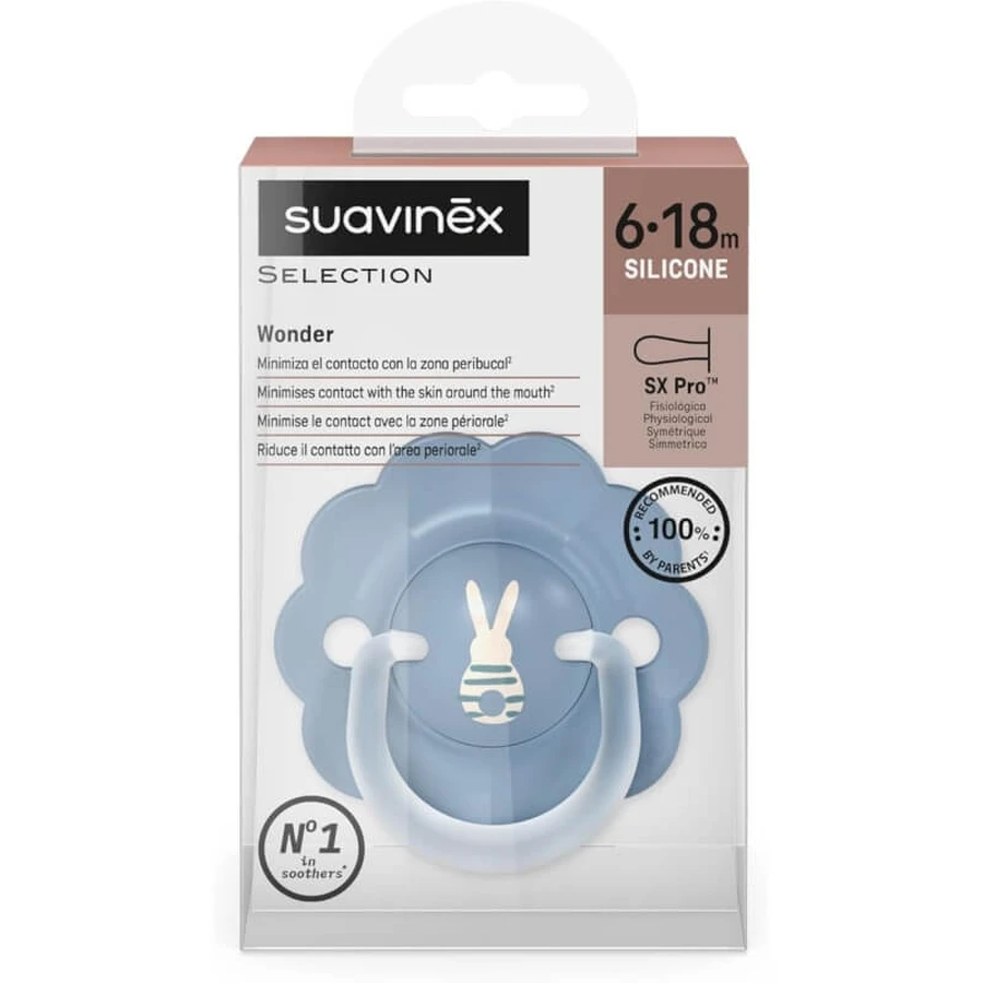 Suavinex wonder - succhietto silicone 6-18 mesi - azzurro