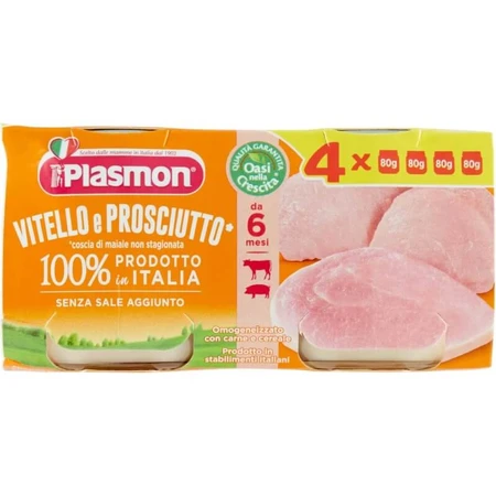 Plasmon omogeneizzato vitello e prosciutto 4 vasetti da 80 g