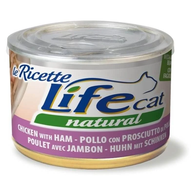 Life Petcare Life Cat Natural Huhn mit Schinken und grünen Bohnen – Nassfutter für Katzen, 150 g