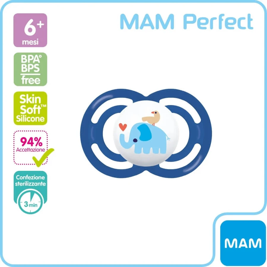 Mam Perfect 6m+ – silikonowy smoczek – różne wzory dla chłopców: ceny i cechy
