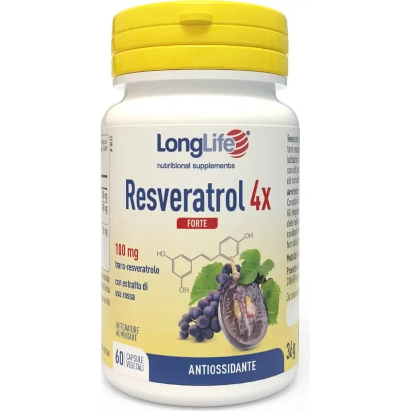Longlife Resveratrol 4x Forte 60 Kapseln – Nahrungsergänzungsmittel mit Antioxidantien
