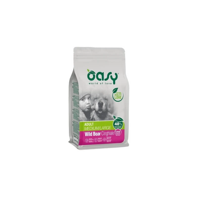 Oasy Adult One Protein Medium/Large Wildschwein – Alleinfuttermittel für ausgewachsene mittelgroße und große Hunde, 2,5 kg