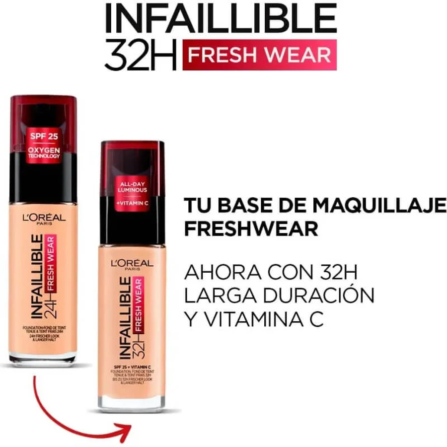 L'Oréal Paris Infaillible 24h Fresh Wear - Base de maquillaje líquida - N.º 200 Sable Doré