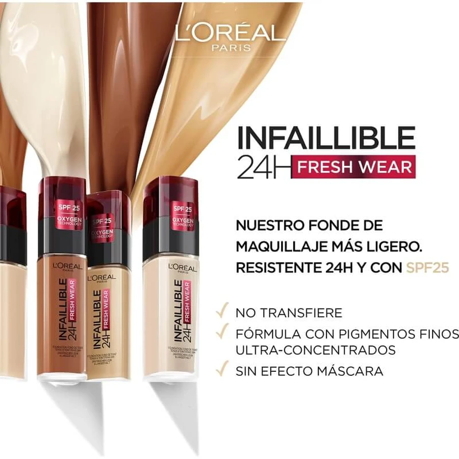 L'Oréal Paris Infaillible 24h Fresh Wear - Base de maquillaje líquida - N.º 200 Sable Doré
