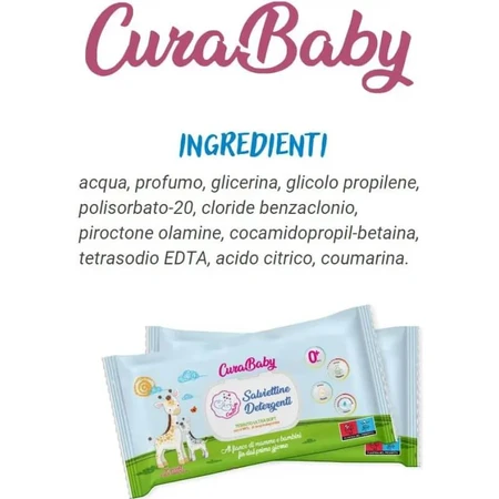Cura farma Curababy - 72 salviettine detergenti per bambini e neonati