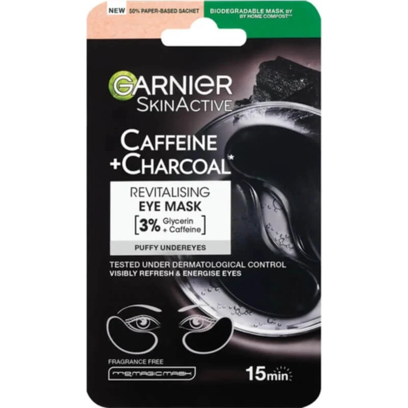 Garnier Skinactive Koffein + Aktivkohle – 2 revitalisierende Augenmasken